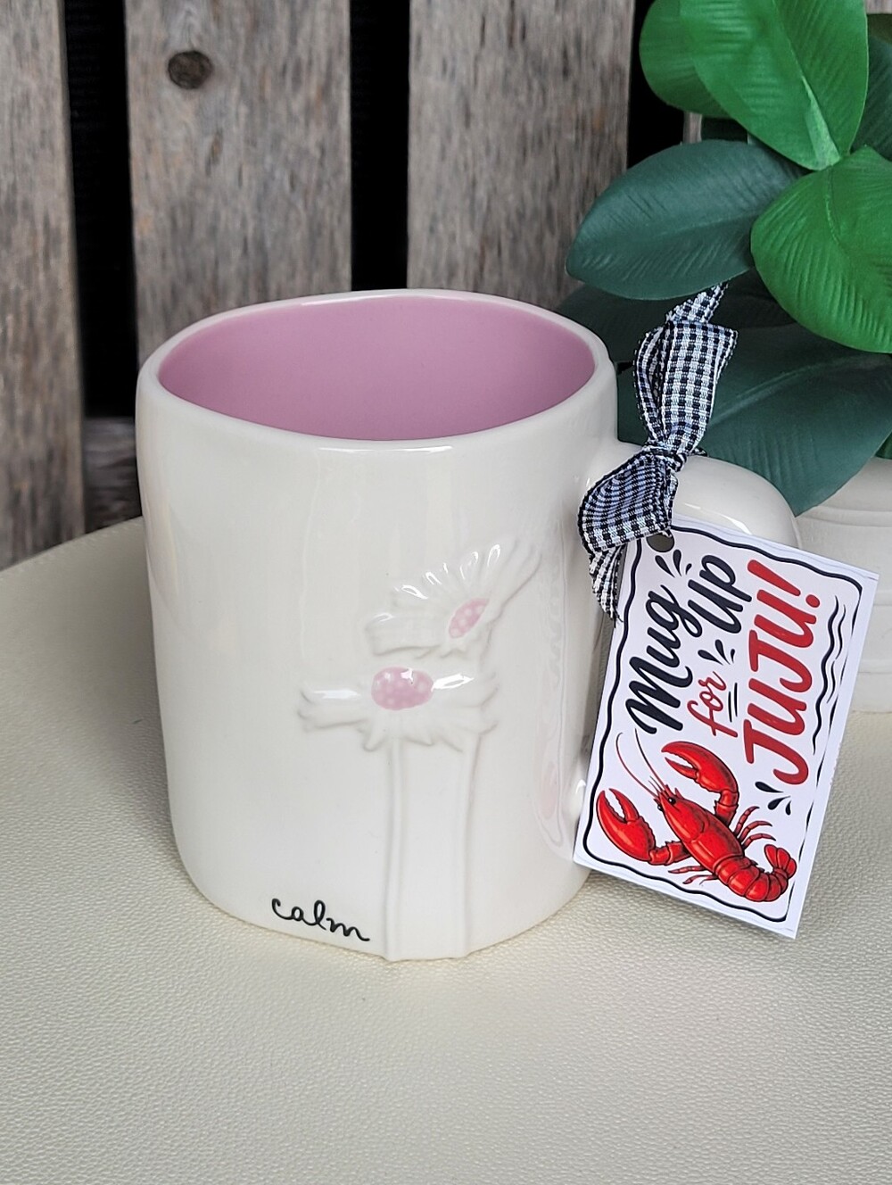 Calm Ceramic Vase with Pink Interior - Home Accents